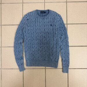 Polo Ralph Lauren Blue Cable Knit Crew Sweater Women Size S